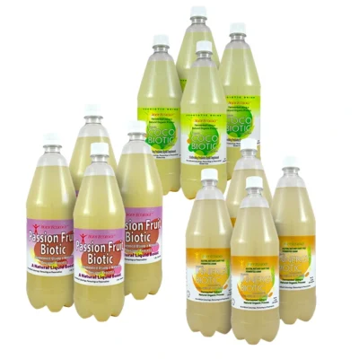 Mixed Carton (12x1.25lt) 4 x Cocobiotic Organic Gluten Free Liquid & 4 x Passionfruit Biotic Organic Gluten Free Liquid & 4 x Innergy Biotic Organic Gluten Free Liquid